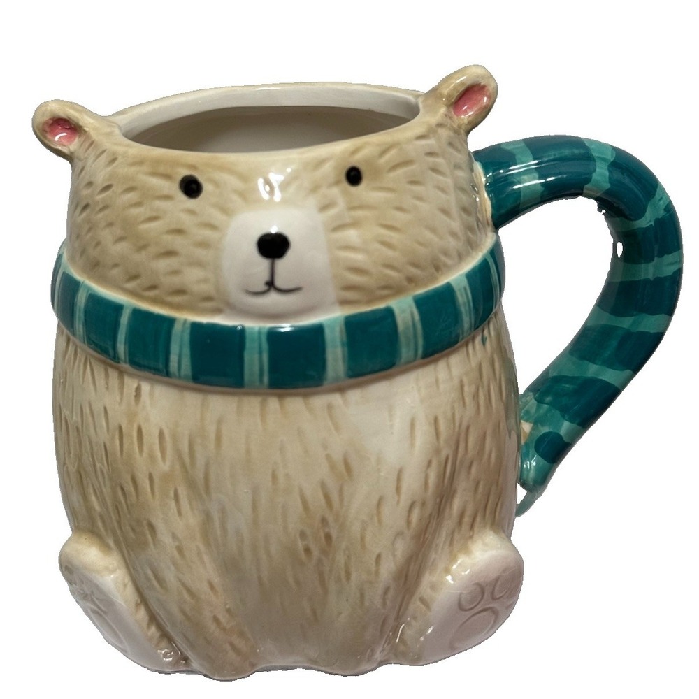 SLEIGH BELL Bistro Polar Bear w/Scarf Handle Coffee Mug